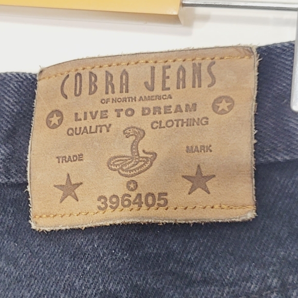 COBRA JEANS Vintage Black 100% Cotton Wide Leg Short Unisex Oversized Size 31 - Picture 9 of 14